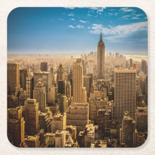 New York Rechteckiger Pappuntersetzer