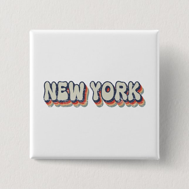 New York Retro 80er Chrom Stadt  Button (Vorderseite)