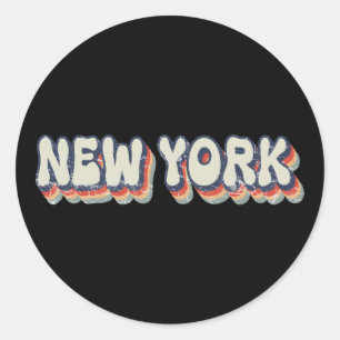 New York Retro 80er Chrom Stadt  Runder Aufkleber