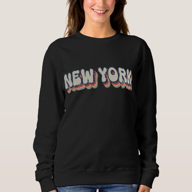 New York Retro 80er Chrom Stadt  Sweatshirt (Vorderseite)