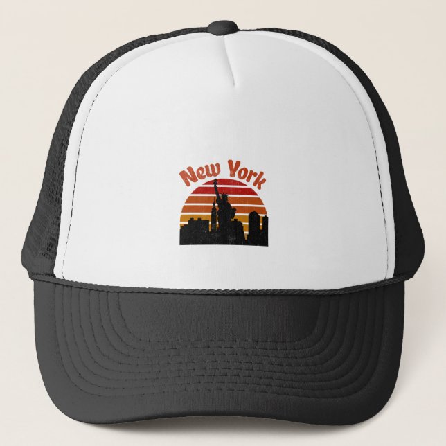 New York Retro Skyline Truckerkappe (Vorderseite)