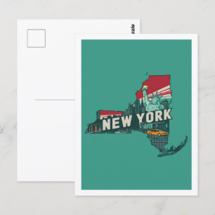 New York Retro Travel Design Iconic US-Staaten Postkarte