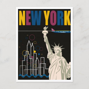 New York, Retro Travel Postkarte