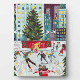 New York Rockefeller Center Christmas Skaten Post Fotoplatte