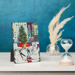 New York Rockefeller Center Christmas Skaten Post Fotoplatte