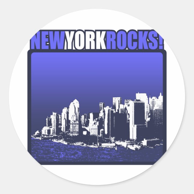 New York Rocks! Runder Aufkleber (Vorderseite)