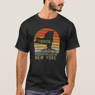 New York Roots Staat Map of New York Pride Vintag T-Shirt