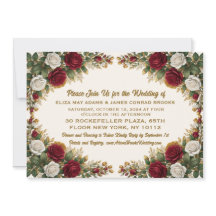 New York Rose Floral Foto Hochzeitseinladung