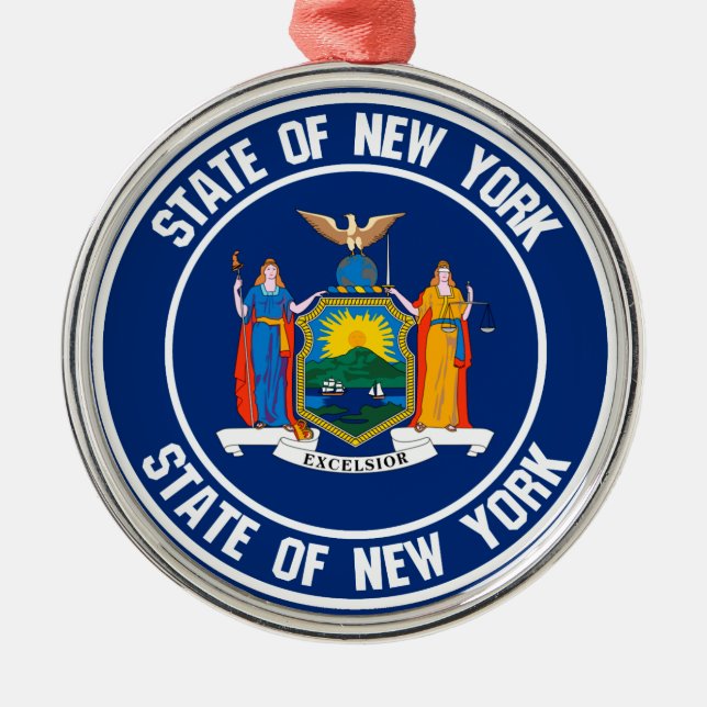 New York Round Emblem Ornament Aus Metall (Vorne)