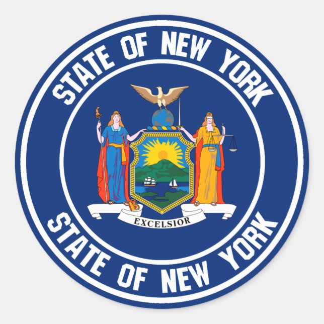 New York Round Emblem Runder Aufkleber (Vorderseite)