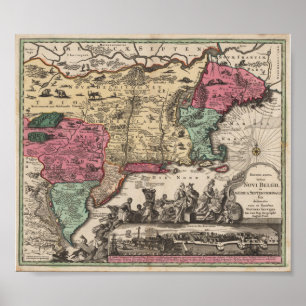 New York Seutter, Matthaeus-Wiedergabe 1730 Poster