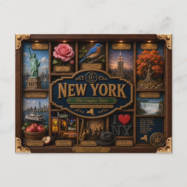 New York Shadow Box 3D Figurine Zustand Postkarte (Vorderseite)