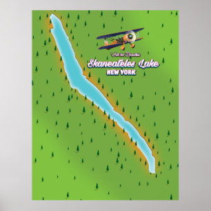 New York Skaneateles Lake Karte Poster