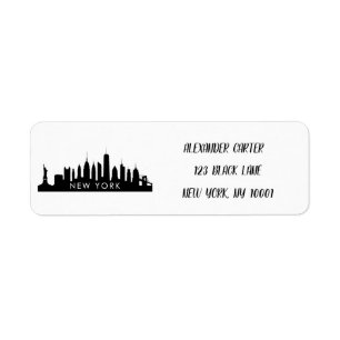New York Skylin Silhouette Black Elegante Script