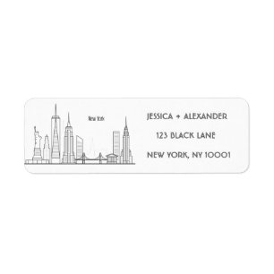 New York Skylin Silhouette Black Elegante Script