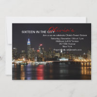 New York Skyline bei Nacht Einladung