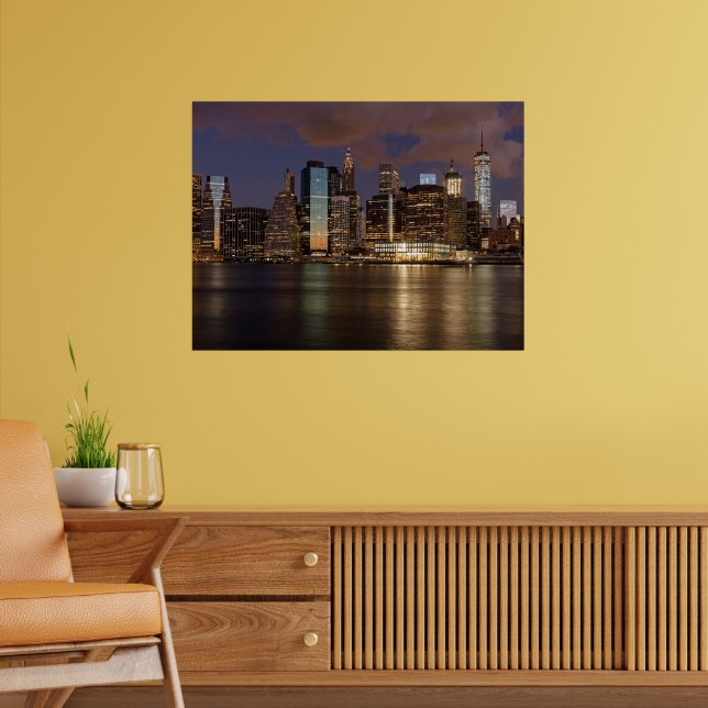 New York Skyline bei Nacht Poster (Wohnzimmer 2)
