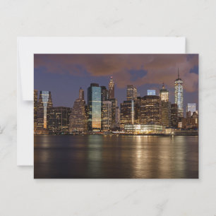 New York Skyline bei Nacht Postkarte