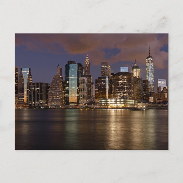 New York Skyline bei Nacht Postkarte (Vorderseite)