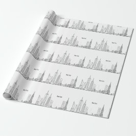 New York Skyline Black Big Apple Modern City Geschenkpapier