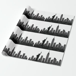 New York Skyline Black Big Apple Modern City Geschenkpapier