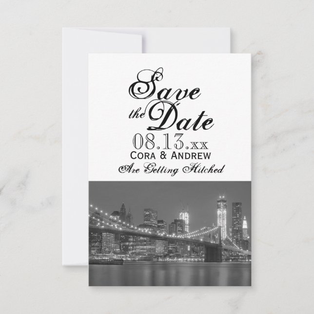 New York Skyline Brooklyn Wedding Save the Date in Einladung (Vorderseite)