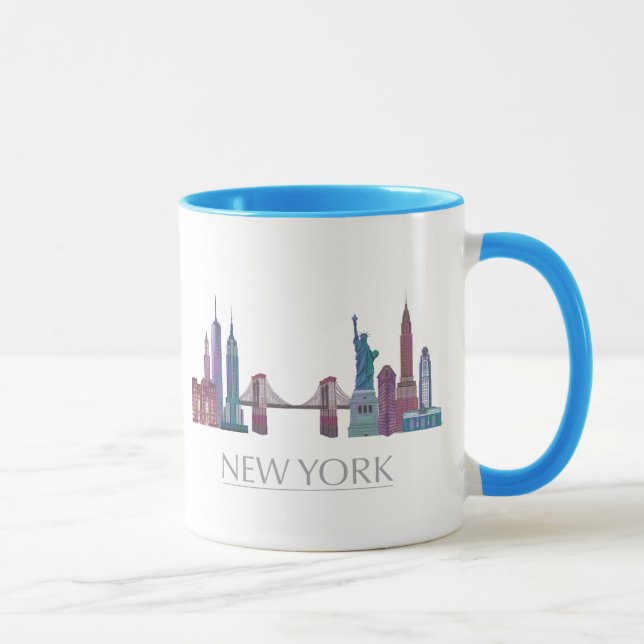 New York Skyline Colored Gebäude Tasse (Rechts)
