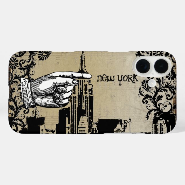 New York Skyline Damask iPhone Case (Rückseite (Horizontal))
