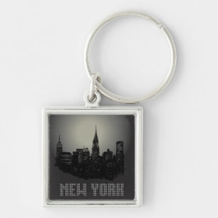 New York Skyline Downtown Build Monogram Key Chain Schlüsselanhänger