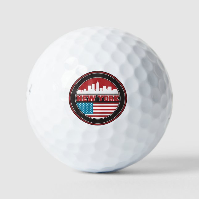 New York Skyline | Flagge der Vereinigten Staaten Golfball (Vorderseite)