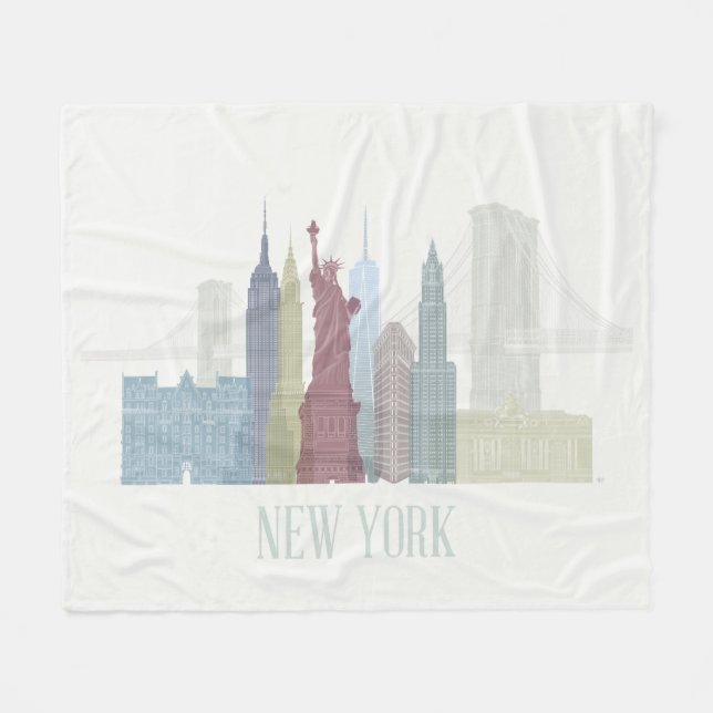 New York Skyline Fleecedecke (Vorderseite (Horizontal))