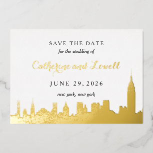 New York Skyline Gold Foil Save the Date Folieneinladung