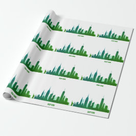 New York Skyline Green Big Apple Modern City Geschenkpapier