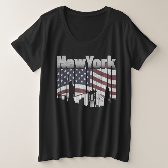 New York Skyline Große Größe T-Shirt