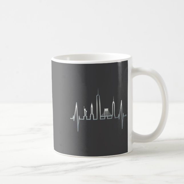 New York Skyline Heartbeat Love Statue Of Liberty  Kaffeetasse (Rechts)
