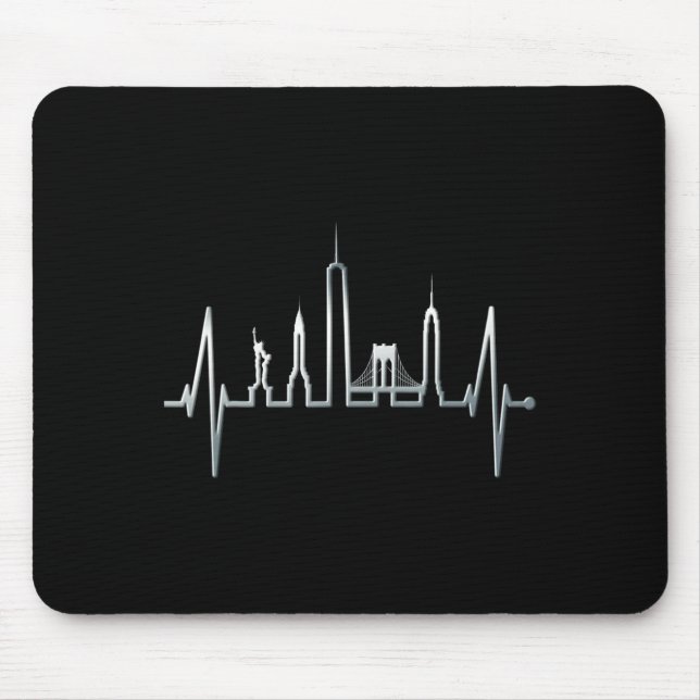 New York Skyline Heartbeat Love Statue Of Liberty  Mousepad (Vorne)