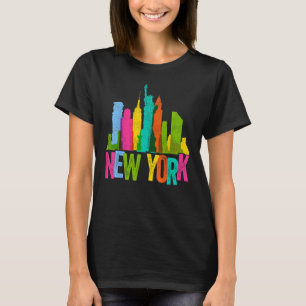 New York Skyline Heartbeat Statue of Liberty I Lov T-Shirt