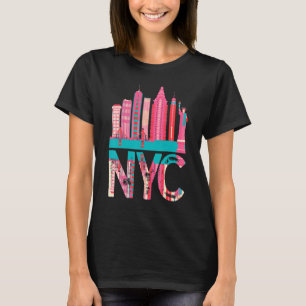 New York Skyline Heartbeat Statue of Liberty I Lov T-Shirt