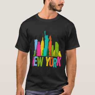 New York Skyline Heartbeat Statue of Liberty Liebe T-Shirt