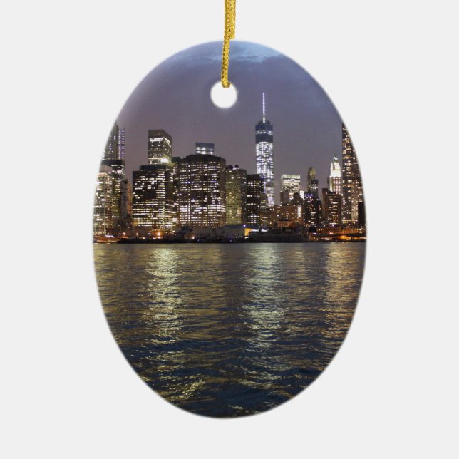 New York Skyline Hudson River World Trade Center Keramik Ornament (Vorne)