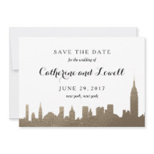 New York Skyline Imitats Gold Save the Date