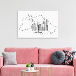 New York Skyline Minimalistisch Stretched Canva ar Leinwanddruck