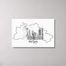New York Skyline Minimalistisch Stretched Canva ar Leinwanddruck