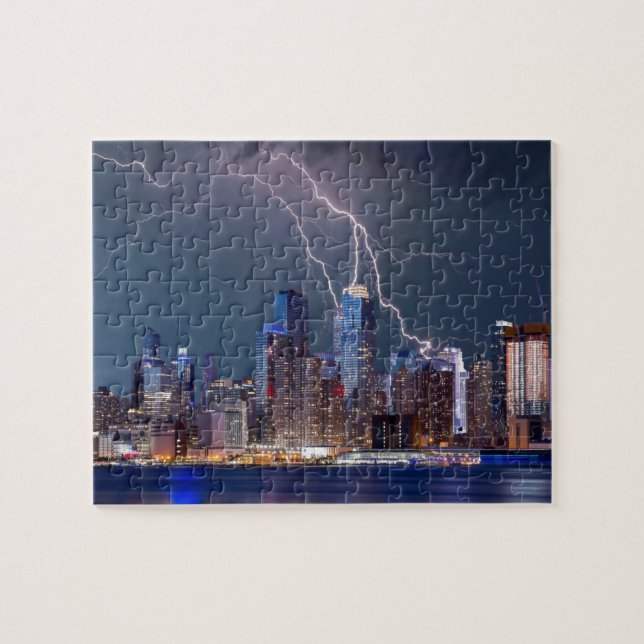New York Skyline mit Lightning Puzzle (Horizontal)