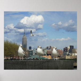 New York Skyline mit Seagulls Poster