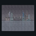 New York Skyline Night Reflections Puzzle<br><div class="desc">New York Skyline Night Reflections by Fab Funky. Die berühmten Sehenswürdigkeiten von New York City stehen in einem schönen Nachthimmel.</div>