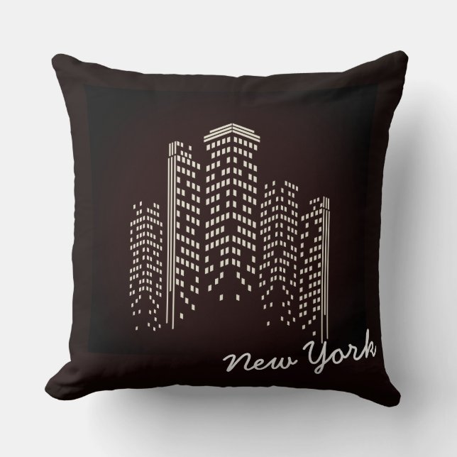 New York Skyline Polyester Pillow Kissen (Vorderseite)