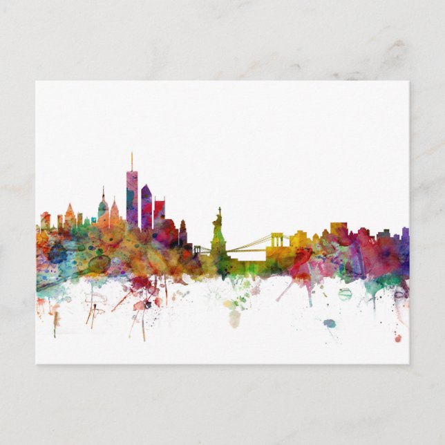 New York Skyline Postkarte (Vorderseite)