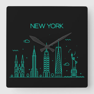 New York skyline Quadratische Wanduhr