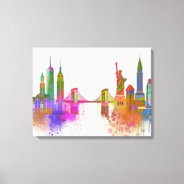 New York Skyline - Rainbow Leinwanddruck (Vorderseite)